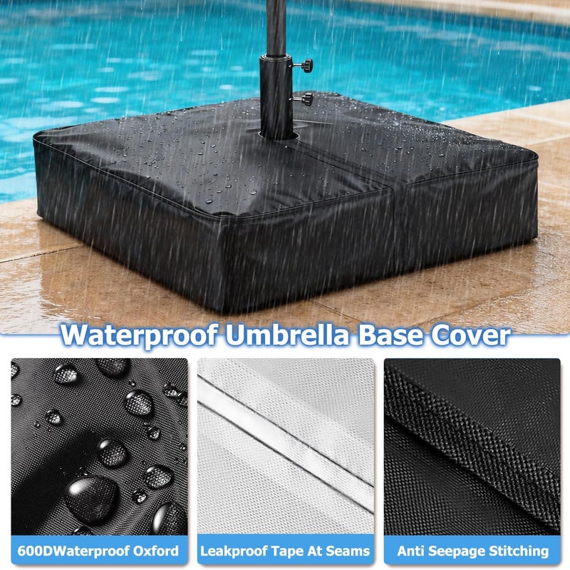 Rileytee Patio Umbrella Base Cover,Outdoor Heavy Duty 600D Waterproof Anti-UV Square Umbrella Stand Base Cover (Black, 36"L x 36"W x 8"H) - Image 3